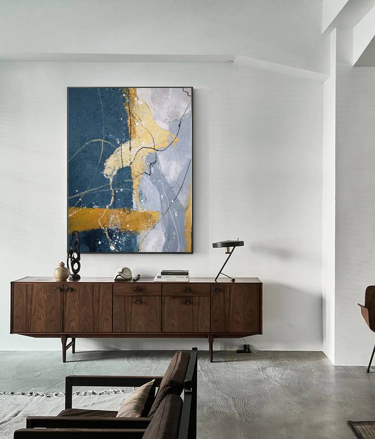 Hallway Original Gray Minimalist Abstract Canvas Wall Art 01FUM